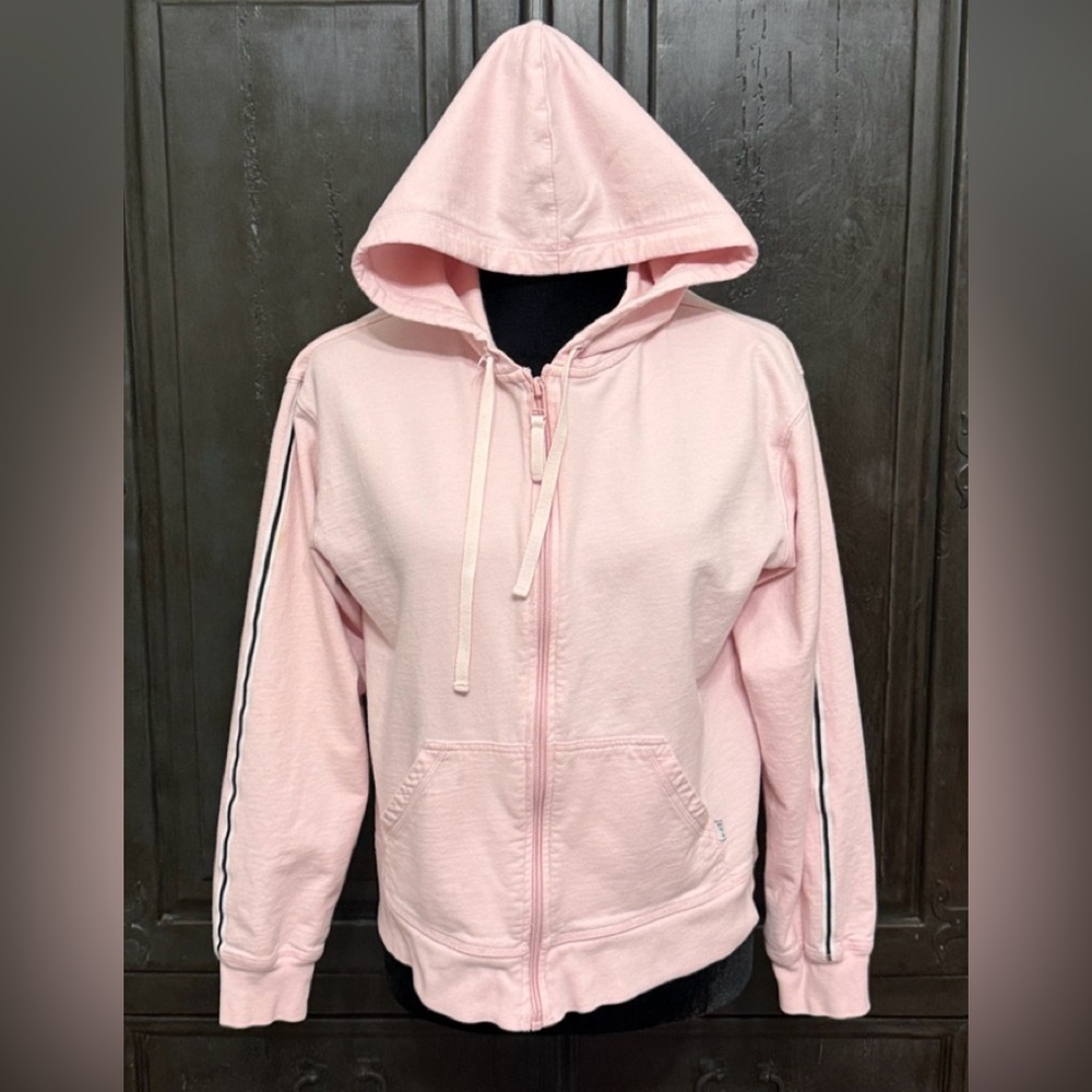 New York Laundry Pink with white & black Stripes zip up hoodie jacket -Size XL